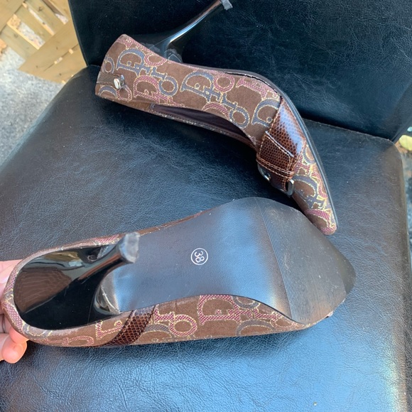 ๐ DIOR authentic Vintage brown sparkly monogram leather strap high heels ๐ - Picture 9 of 16